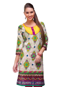 Multi Cotton Digital Printed Straight Cut Kurtis