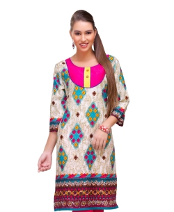 Multi Cotton Digital Printed Straight Cut Kurtis