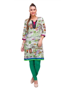 Multi Cotton Digital Printed Straight Cut Kurtis