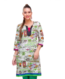 Multi Cotton Digital Printed Straight Cut Kurtis