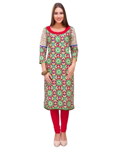 Multi Cotton Digital Printed Straight Cut Kurtis