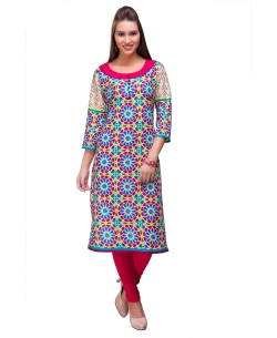 Multi Cotton Digital Printed Straight Cut Kurtis