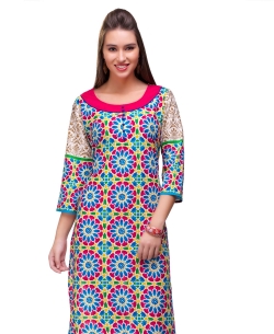 Multi Cotton Digital Printed Straight Cut Kurtis