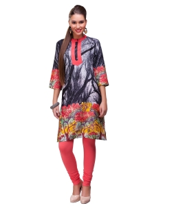 Multi Cotton Digital Printed Straight Cut Kurtis
