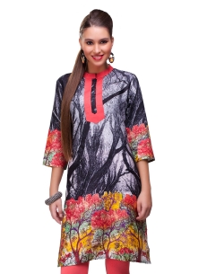 Multi Cotton Digital Printed Straight Cut Kurtis