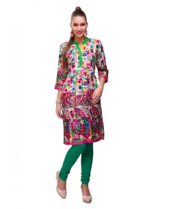 Multi Cotton Digital Printed Straight Cut Kurtis