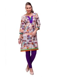 Multi Cotton Digital Printed Straight Cut Kurtis