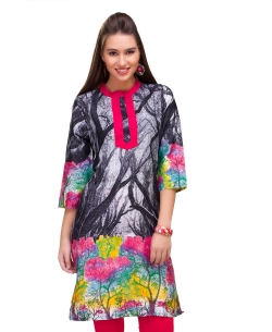 Multi Cotton Digital Printed Straight Cut Kurtis
