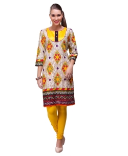 Multi Cotton Digital Printed Straight Cut Kurtis
