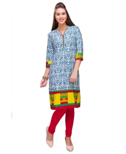 Multi Cotton Digital Printed Straight Cut Kurtis
