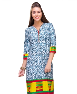 Multi Cotton Digital Printed Straight Cut Kurtis