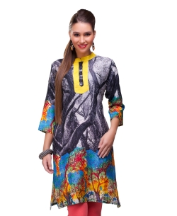 Multi Cotton Digital Printed Straight Cut Kurtis