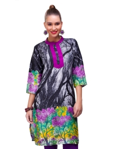 Multi Cotton Digital Printed Straight Cut Kurtis