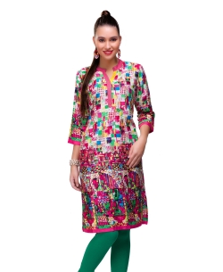 Multi Cotton Digital Printed Straight Cut Kurtis