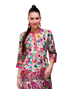 Multi Cotton Digital Printed Straight Cut Kurtis