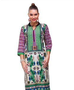 Multi Cotton Digital Printed Straight Cut Kurtis