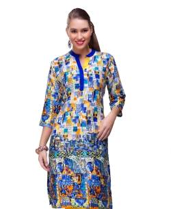 Multi Cotton Digital Printed Straight Cut Kurtis