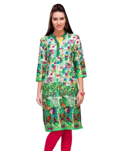 Multi Cotton Digital Printed Straight Cut Kurtis