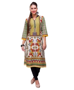 Multi Cotton Digital Printed Straight Cut Kurtis