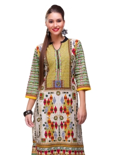 Multi Cotton Digital Printed Straight Cut Kurtis