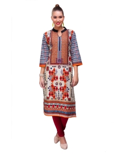 Multi Cotton Digital Printed Straight Cut Kurtis