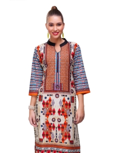 Multi Cotton Digital Printed Straight Cut Kurtis