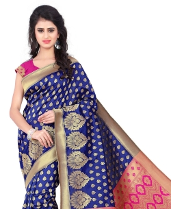Blue Banarasi Silk Woven Pattern Traditional Sarees