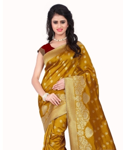 Yellow Banarasi Silk Woven Pattern Traditional Sarees