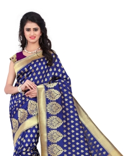 Blue Banarasi Silk Woven Pattern Traditional Sarees