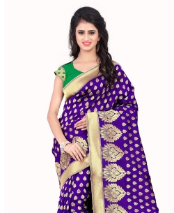 Purple Banarasi Silk Woven Pattern Traditional Sarees