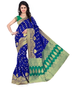 Blue Banarasi Silk Woven Pattern Traditional Sarees
