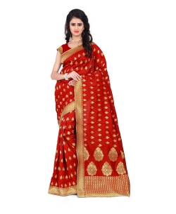 Red Banarasi Silk Woven Pattern Traditional Sarees