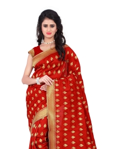 Red Banarasi Silk Woven Pattern Traditional Sarees