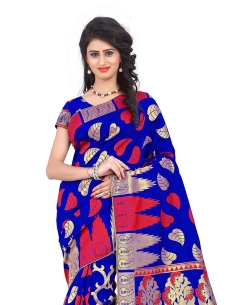 Blue Banarasi Silk Woven Pattern Traditional Sarees