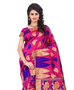 Pink Banarasi Silk Woven Pattern Traditional Sarees
