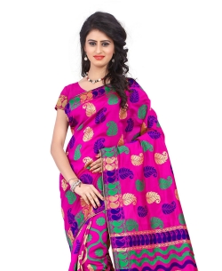 Pink Banarasi Silk Woven Pattern Traditional Sarees