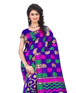 Purple Banarasi Silk Woven Pattern Traditional Sarees