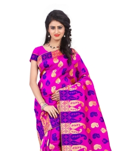 Pink Banarasi Silk Woven Pattern Traditional Sarees