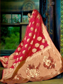 Pink Silk Jacquard Traditional Sarees