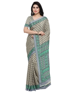 Cream Turkey Silk Block Printed Regular Sarees
