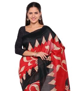 Red Cotton Silk Printed Regular Sarees