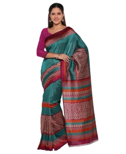 Green Cotton Silk Paisley Printed Regular Sarees