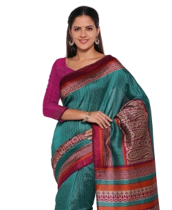 Green Cotton Silk Paisley Printed Regular Sarees