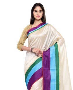 Off White Cotton Silk Solid Regular Sarees