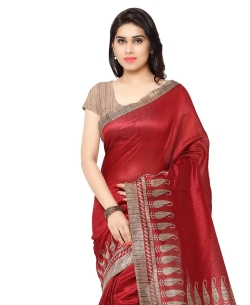 Red Tussar Silk Paisley Printed Regular Sarees