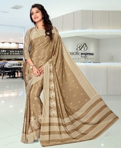 Brown Crepe Silk Digital Printed Regular Sarees