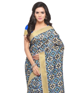 Multi Tussar Silk Patola Printed,Zari Border Regular Sarees