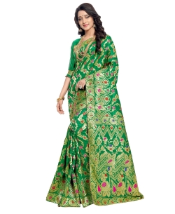 Green Banarasi Silk Jacquard Traditional Sarees