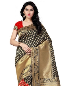 Red And Black Banarasi Silk Jacquard Traditional Sarees