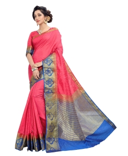Pink Jacquard Silk Jacquard Traditional Sarees